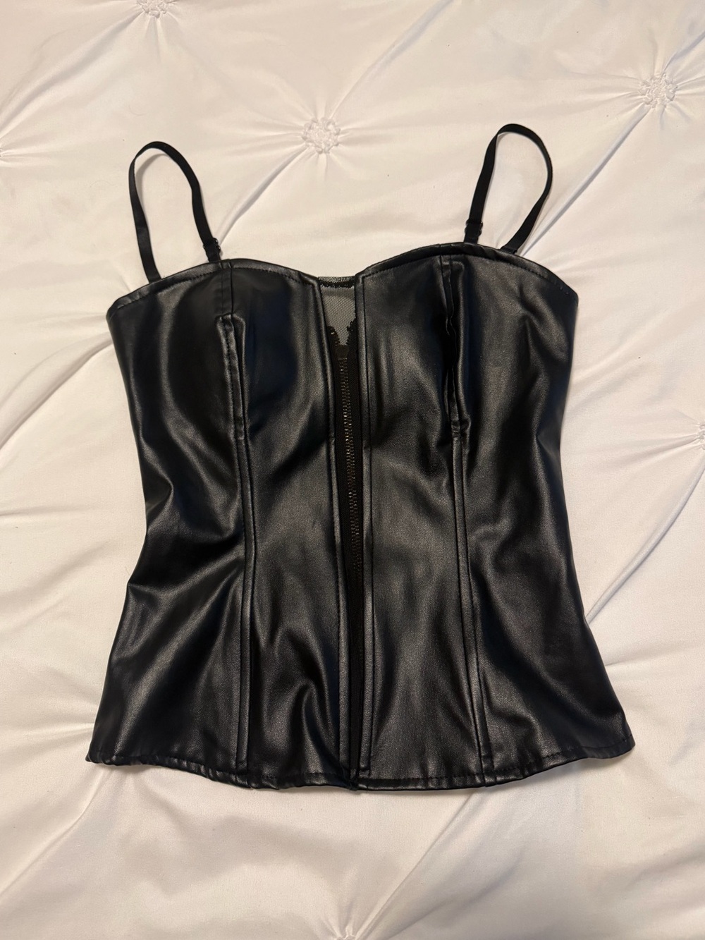 black corset style zipup back tank